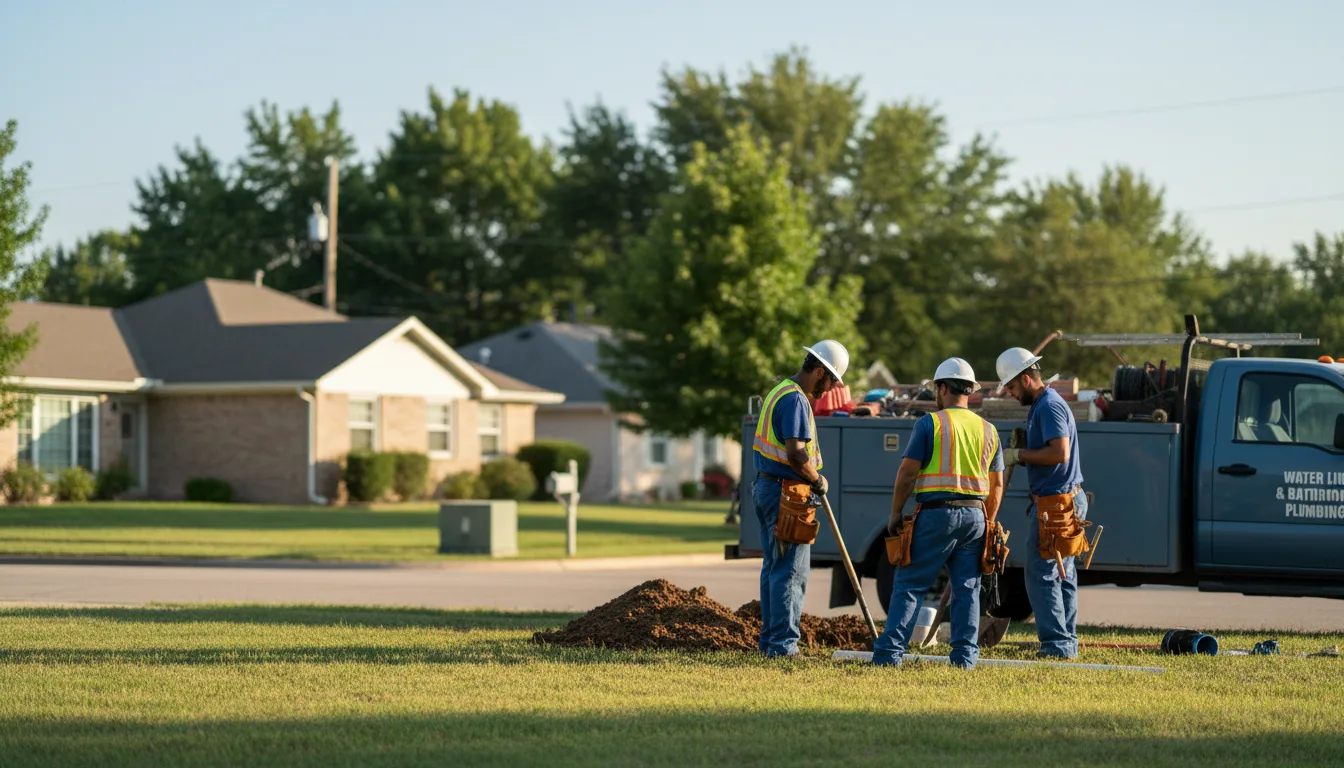 Residential water line and bathroom plumbing service in Rock, KS